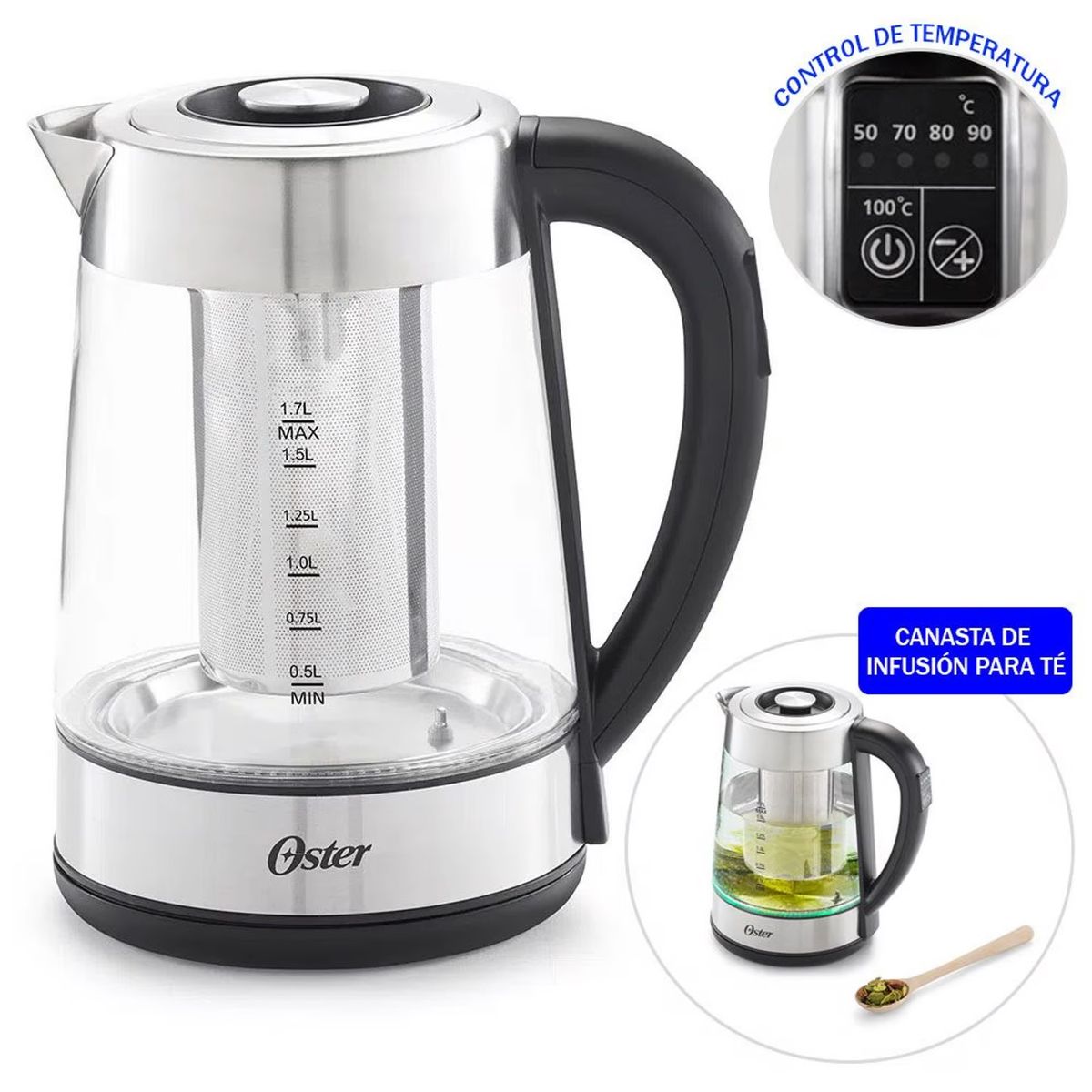 OSTER - Hervidor Eléctrico De Vidrio 17L BVSTKT8990