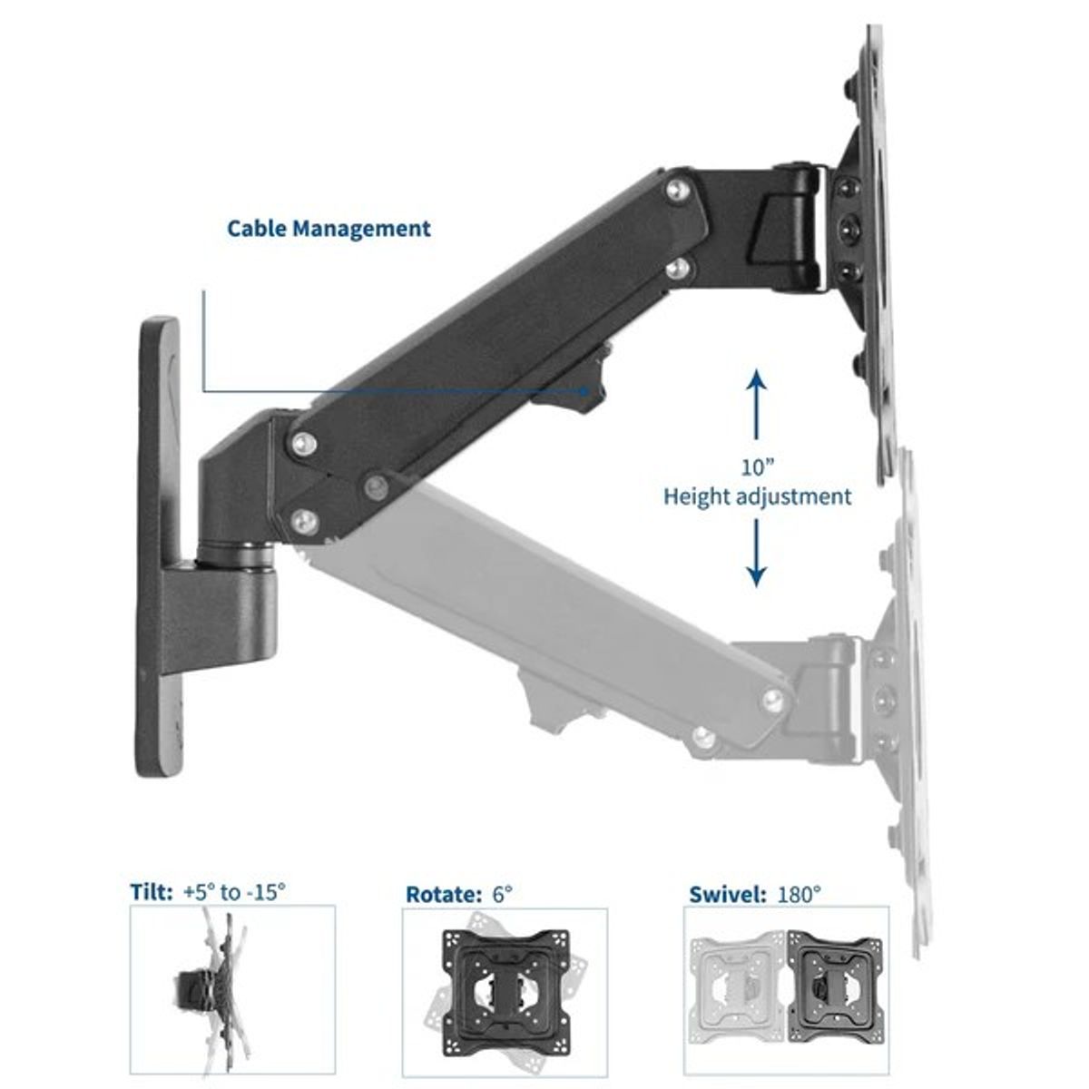 GENERICO - MONTECH - Rack con Gas Spring para TV y Monitor 32 a 43 pulg