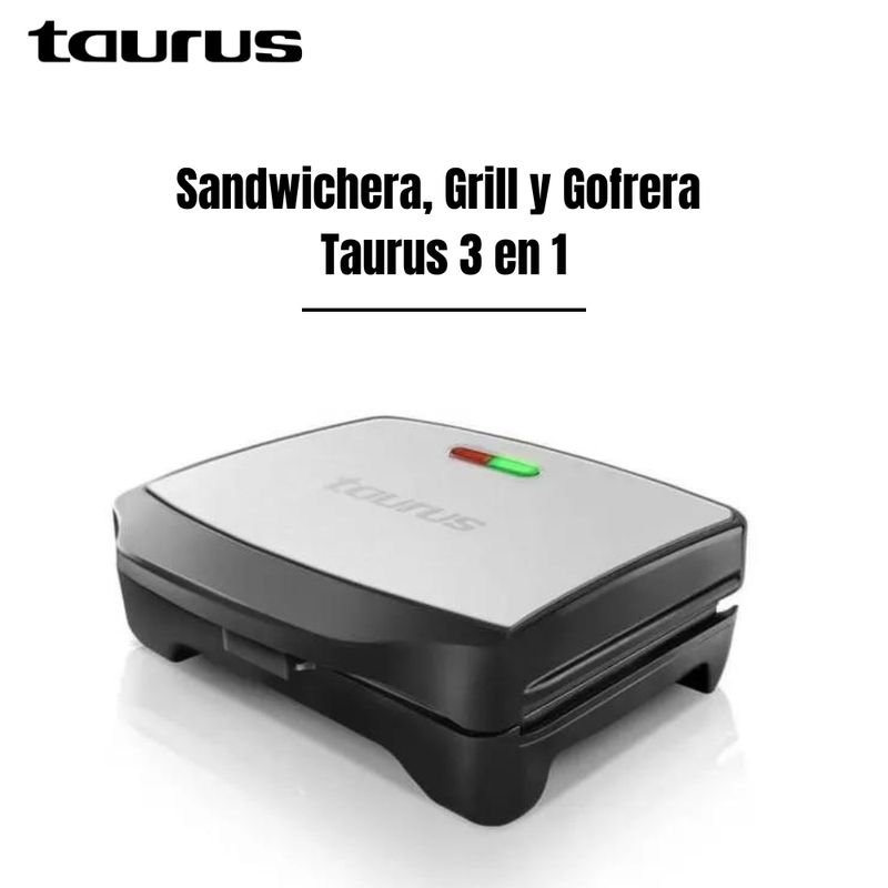 TAURUS - Sandwichera, Grill y Gofre Taurus 3 en 1