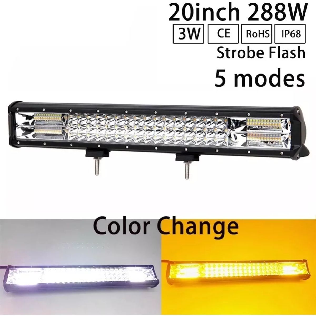 GENERICO - 20 Pulgadas 288w Barras De Led 28800lm Blanco Y Ámbar 4x4