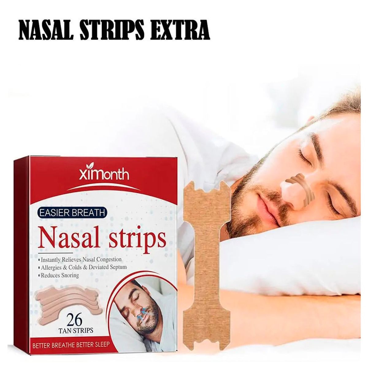 GENERICO - Tiras Nasales Adhesivas Antironquidos, Talla SM Caja x 26 Unid.