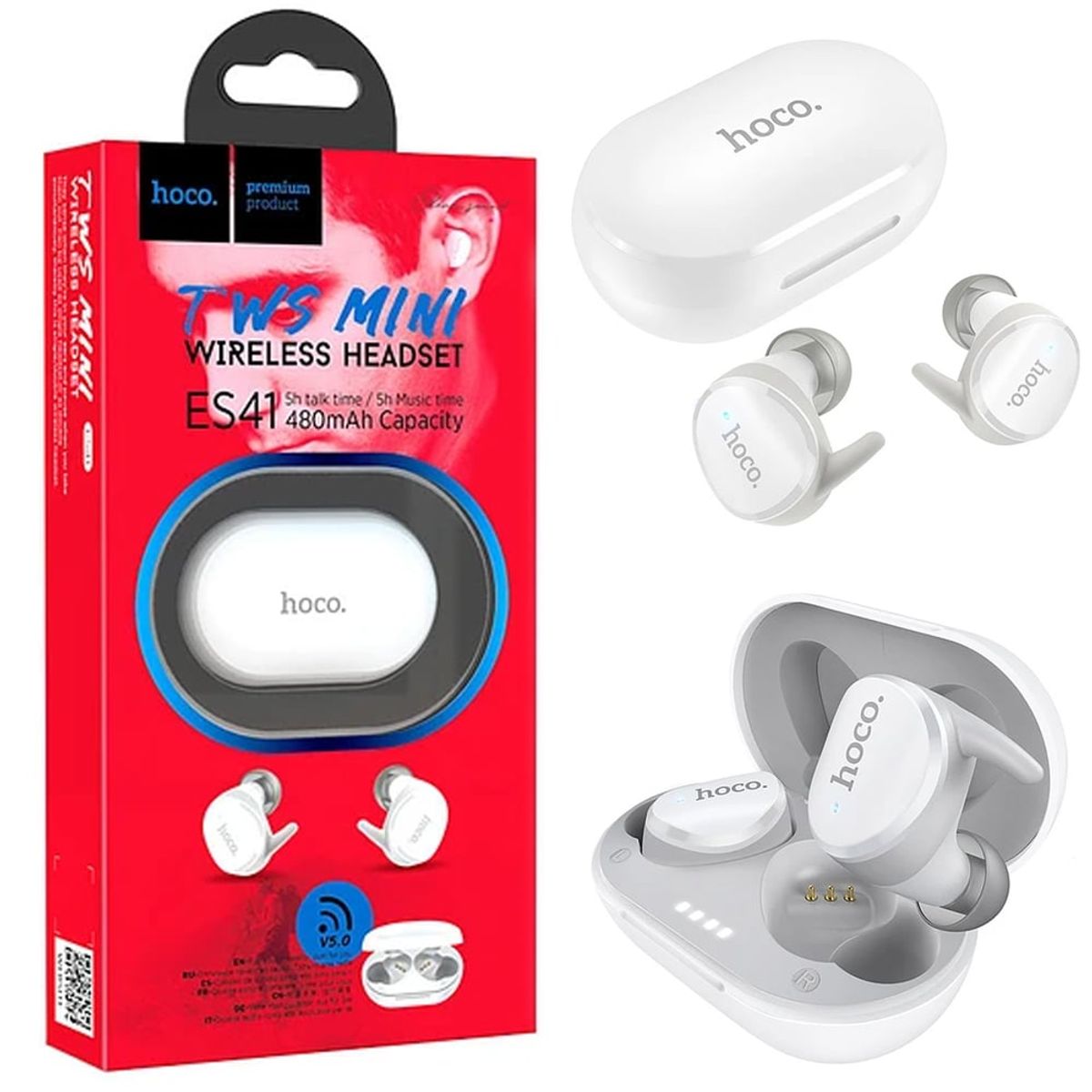 HOCO - Audífonos HOCO ES41 TWS Bluetooth 5.0 480mAh rango 10 metros Blanco