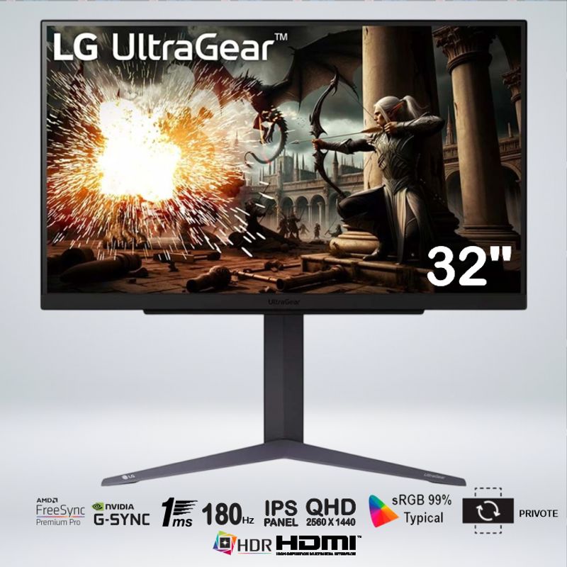 LG - MONITOR GAMER ULTRAGEAR QHD 32 " IPS 180HZ 1MS HDR400 32GS75Q-B