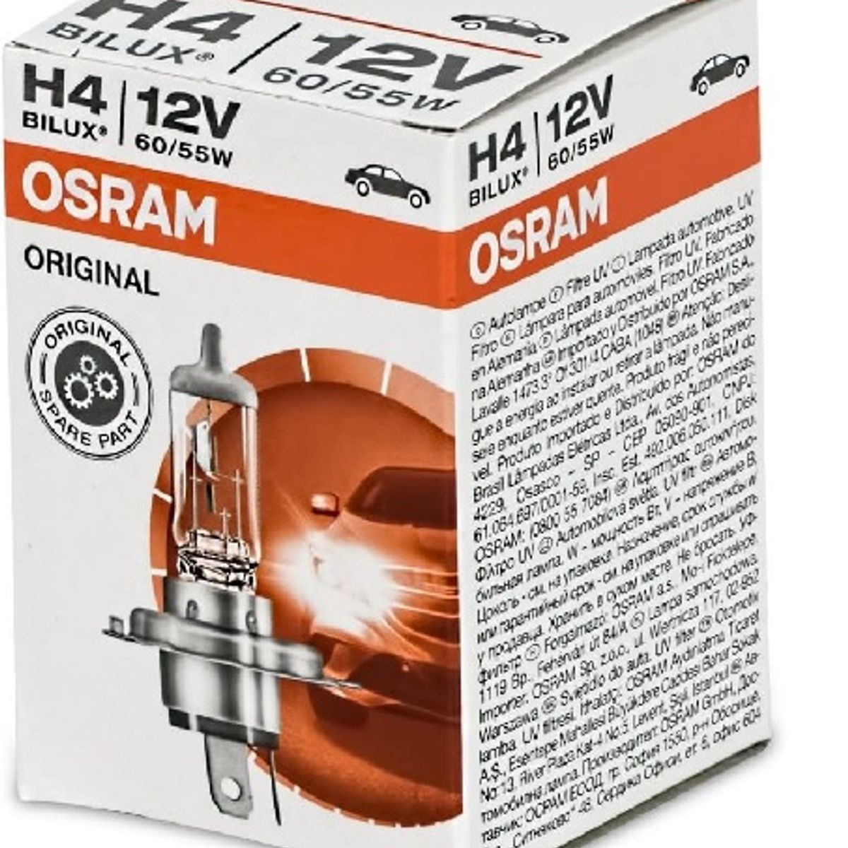 OSRAM - Foco H4 2 Unidades  Halógeno 12V 60/55W P43t