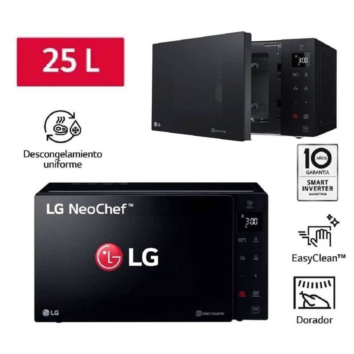 LG - Horno Microondas MH6536GIS 25l con  easyclean