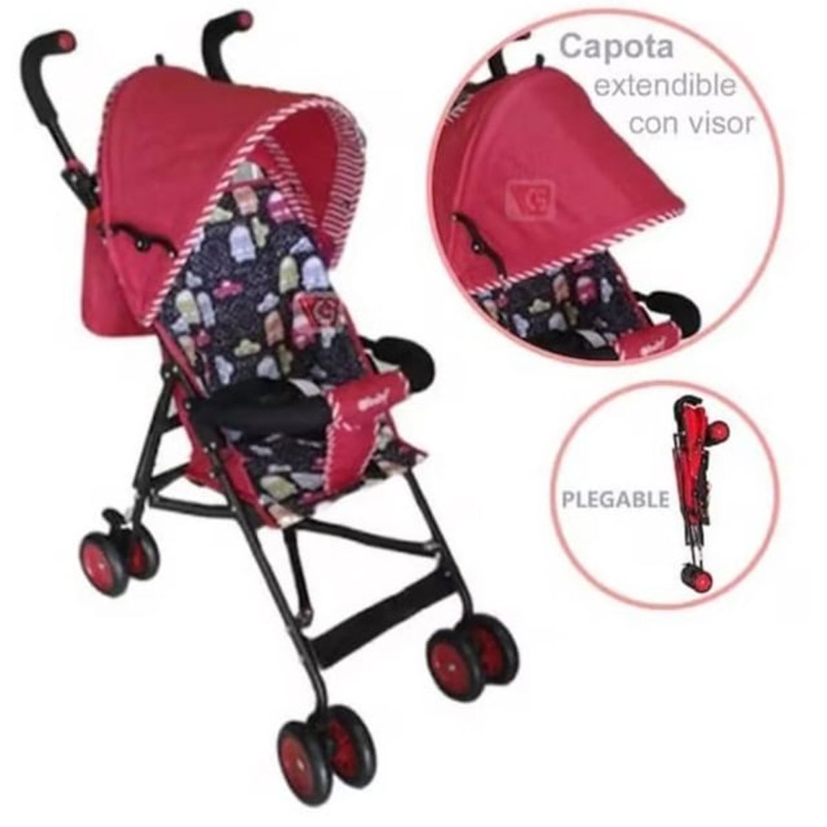 EBABY - Coche Bastón Practico y Liviano Fresh Style  EB2011-1 ROJO