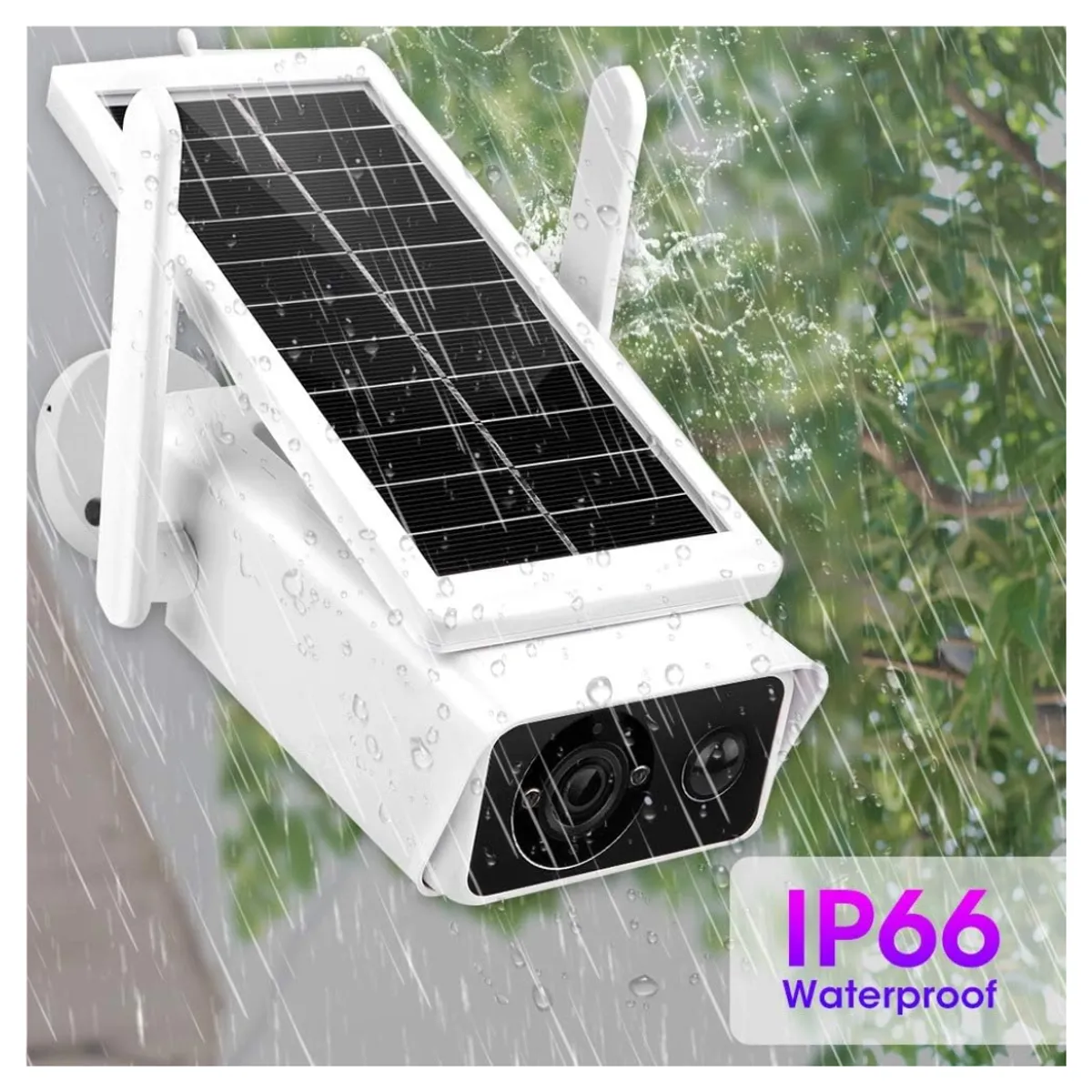 GENERICO - Cámara de Seguridad con Panel Solar WiFi FHD 1080P Visión Nocturna Lantun ABC-Q1