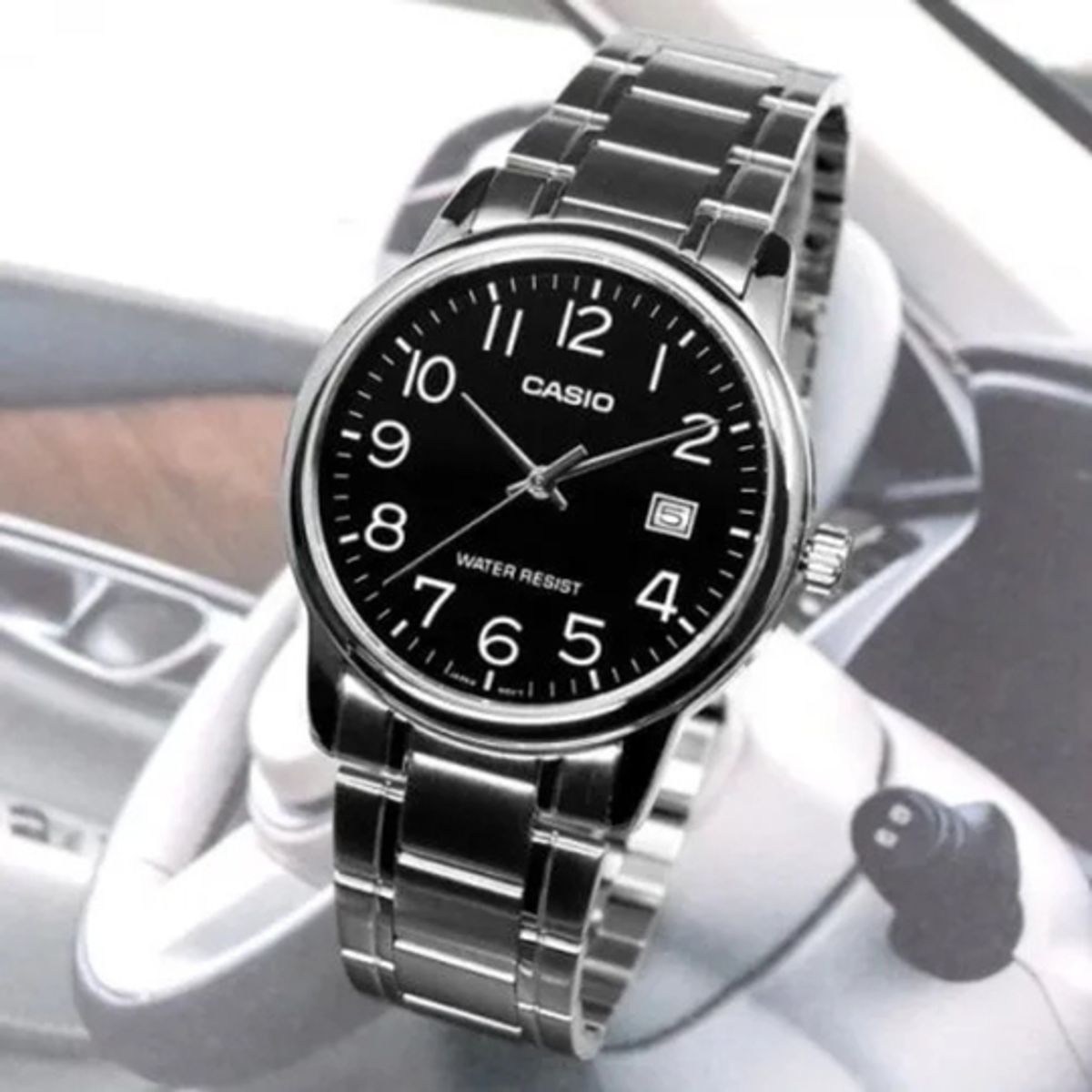 CASIO - RELOJ CASIO STEEL NEGRO MTP-V002D-1B ELEGANTE  CAS-16