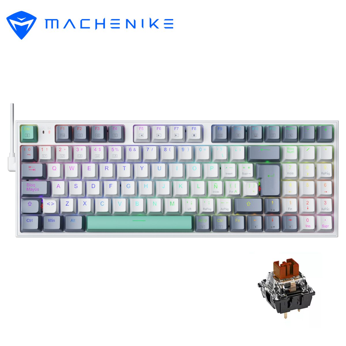 MACHENIKE - Teclado Mecánico Gamer Machenike K500 Switches Marrones