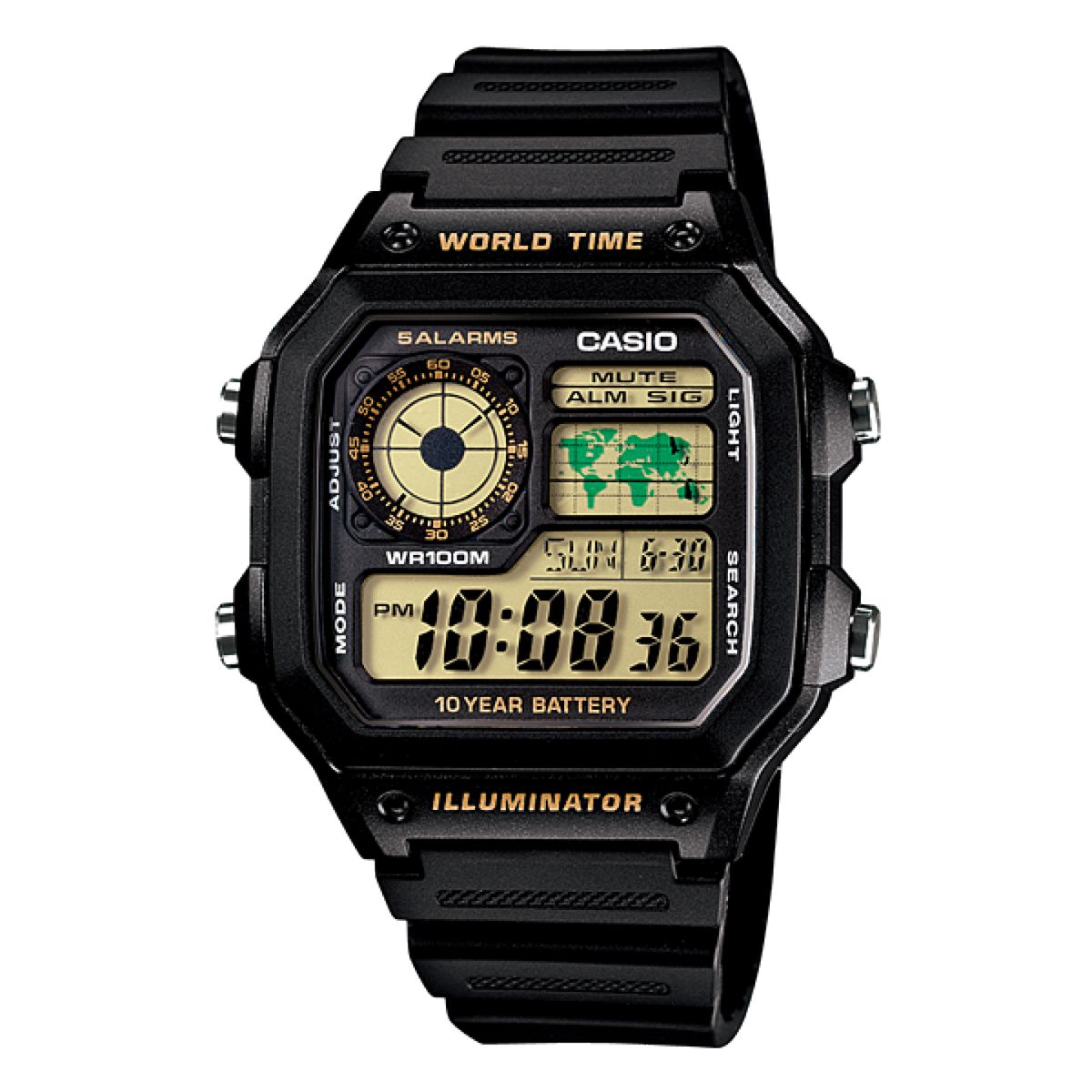 CASIO - RELOJ CASIO WORLD TIME AE-1200WH-1B