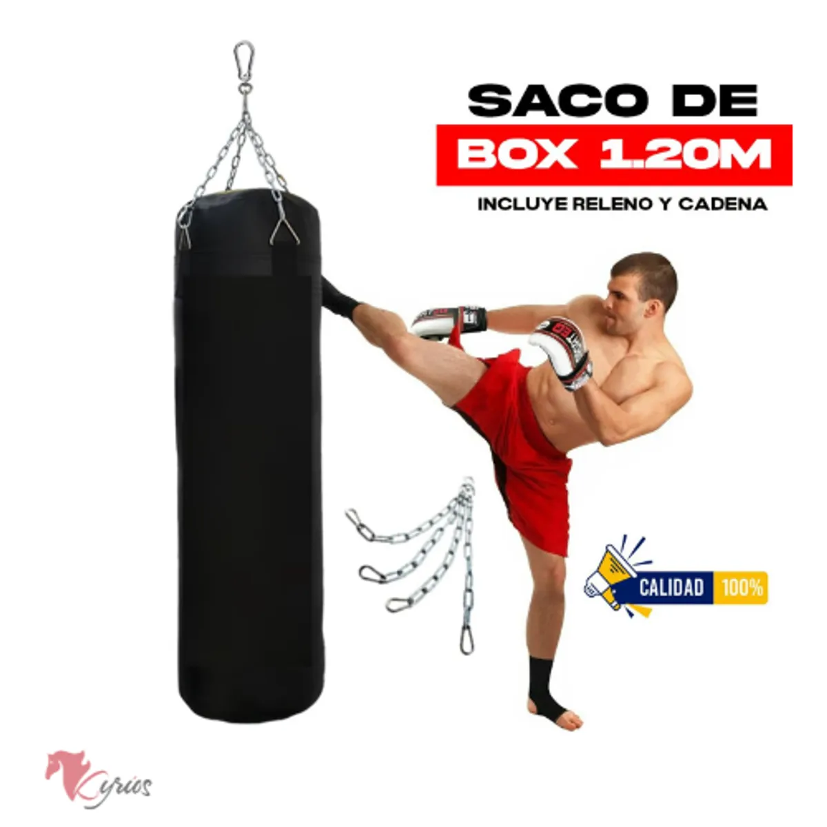 NACIONAL - Saco Box Muay Thai 1.2 Metros + Cadena