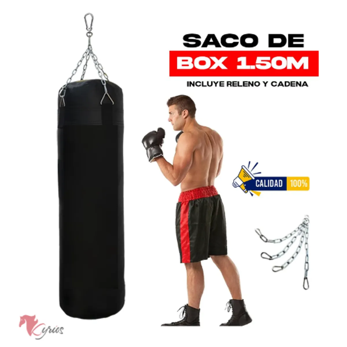 NACIONAL - Saco Box Muay Thai 1.5 Metros + Cadena