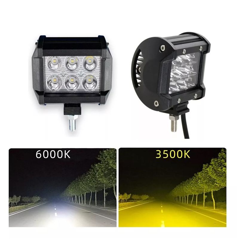 GENERICO - Par Faro 6 Led 18w Doble color Auxiliar Estrobo Fijo Mas Luz