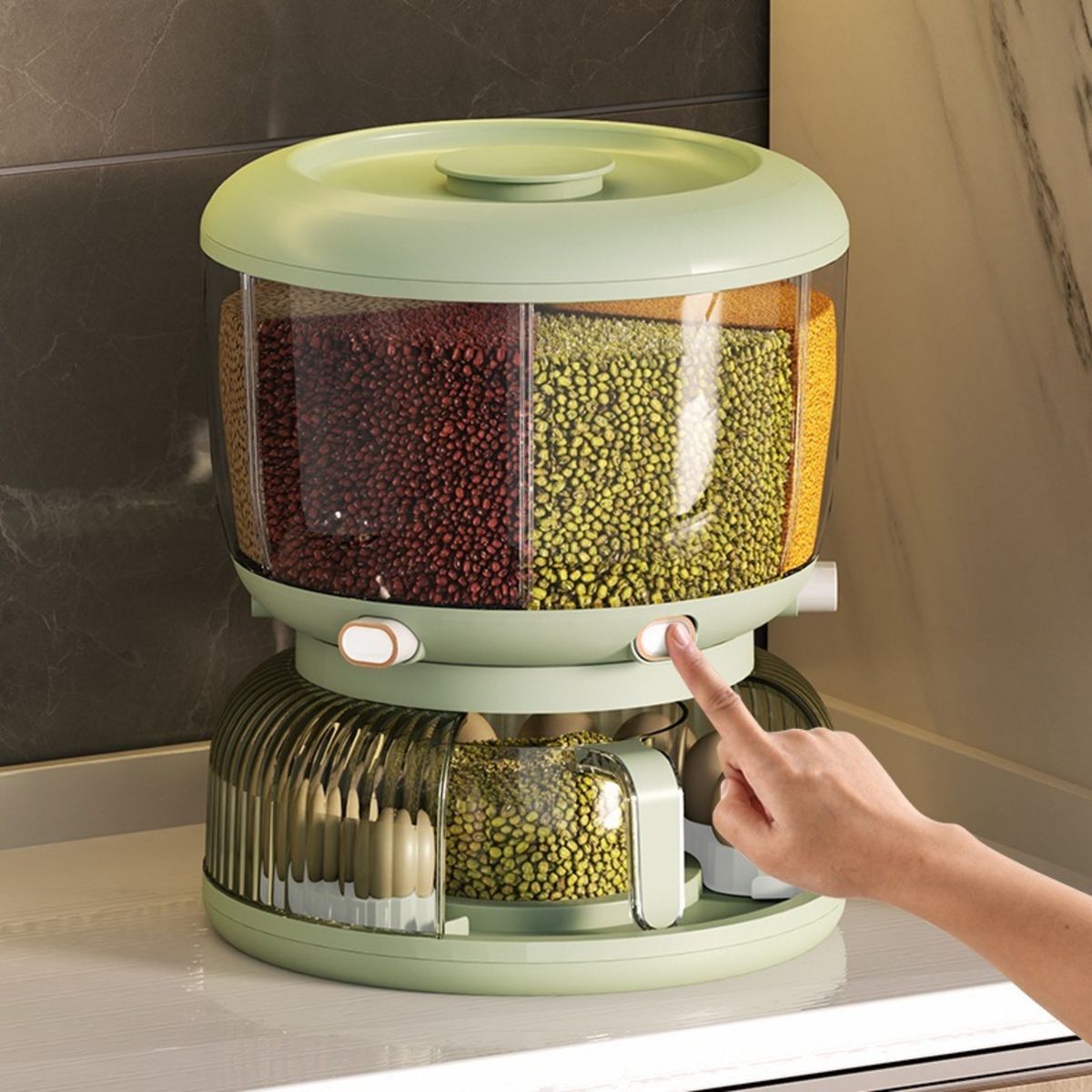 GENERICO - Dispensador de Menestras Arroz 6 Divisiones Organizador para Cocina