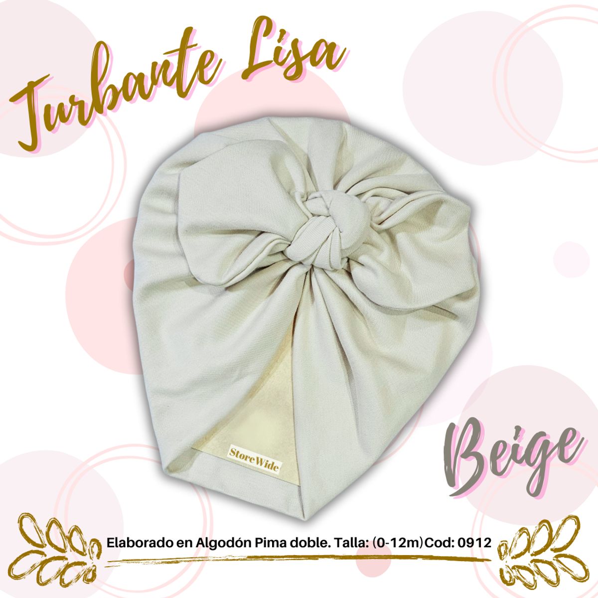 GENERICO - Turbante de algodon para bebes