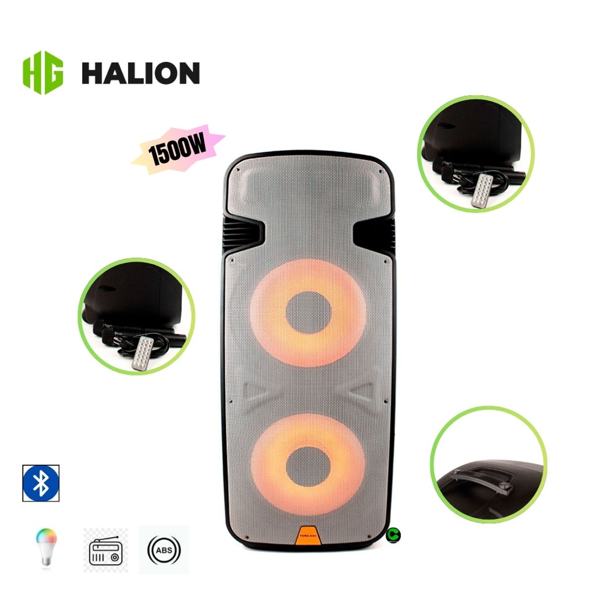 HALION - Parlante activo HALION PHA-215A  2UHF mic  AC/DC