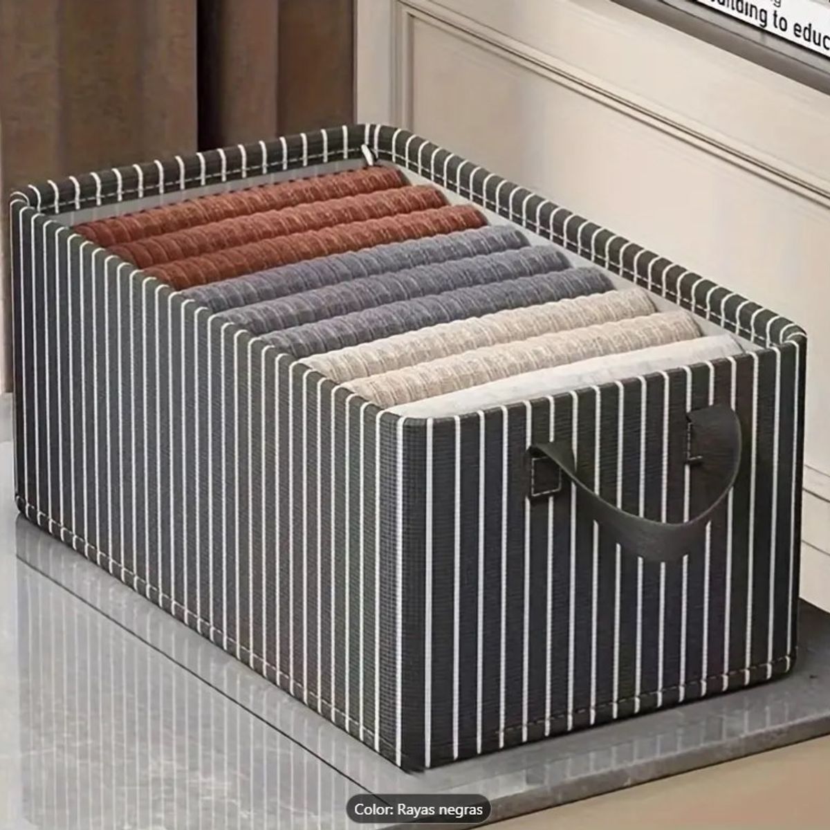 GENERICO - Caja Organizadora de Armarios Con Varillas Rayas Negras