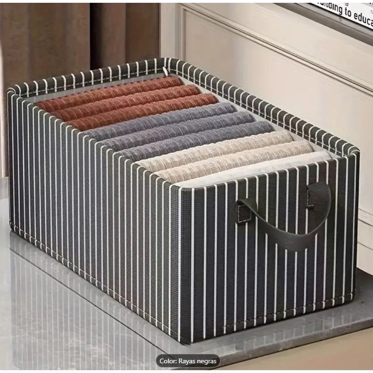 GENERICO - Caja Organizadora de Armarios Con Varillas Rayas Negras