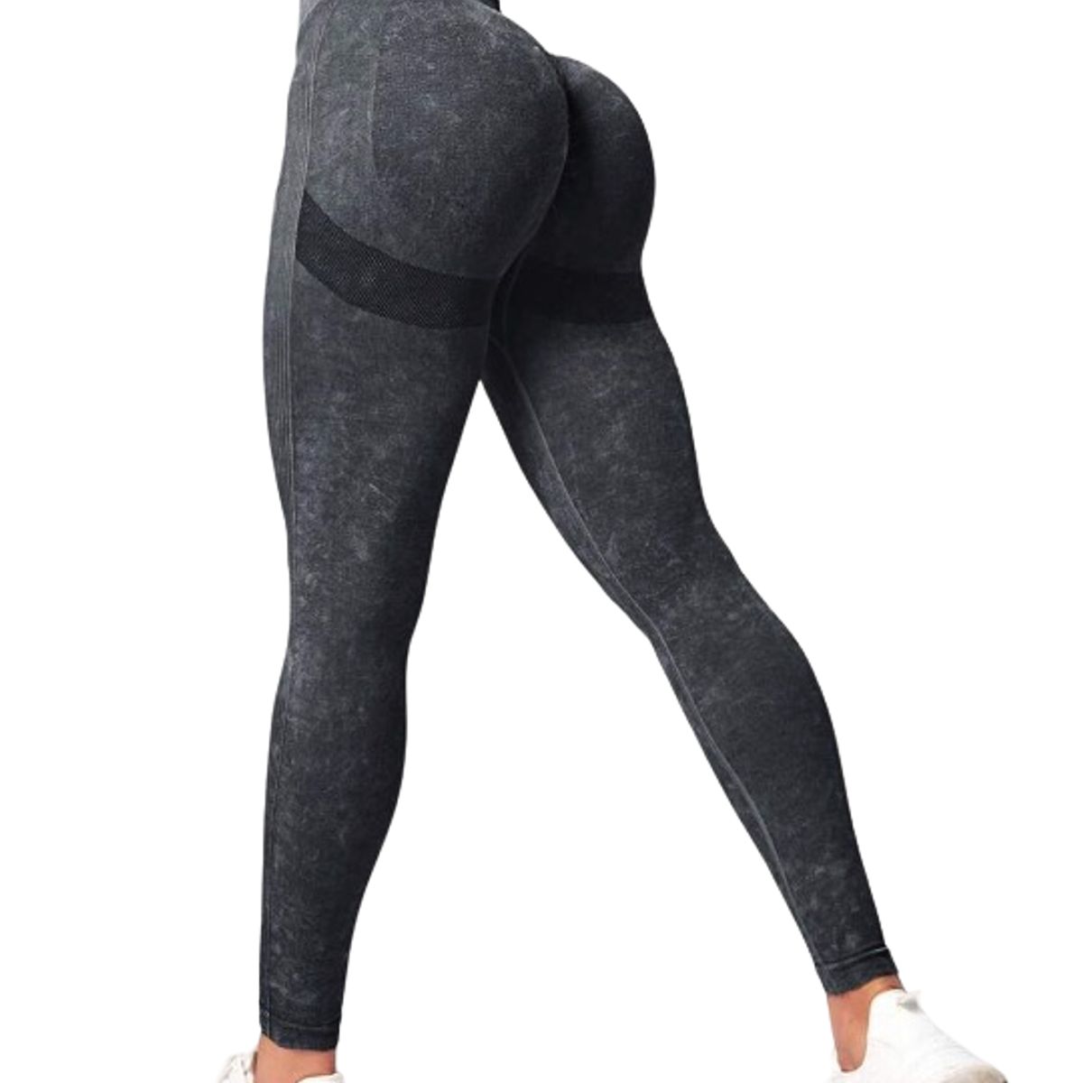 ROYAL PEACH APPAREL - Legging deportivo WASHED NEGRO Ropa deportiva malla Efecto Lavado