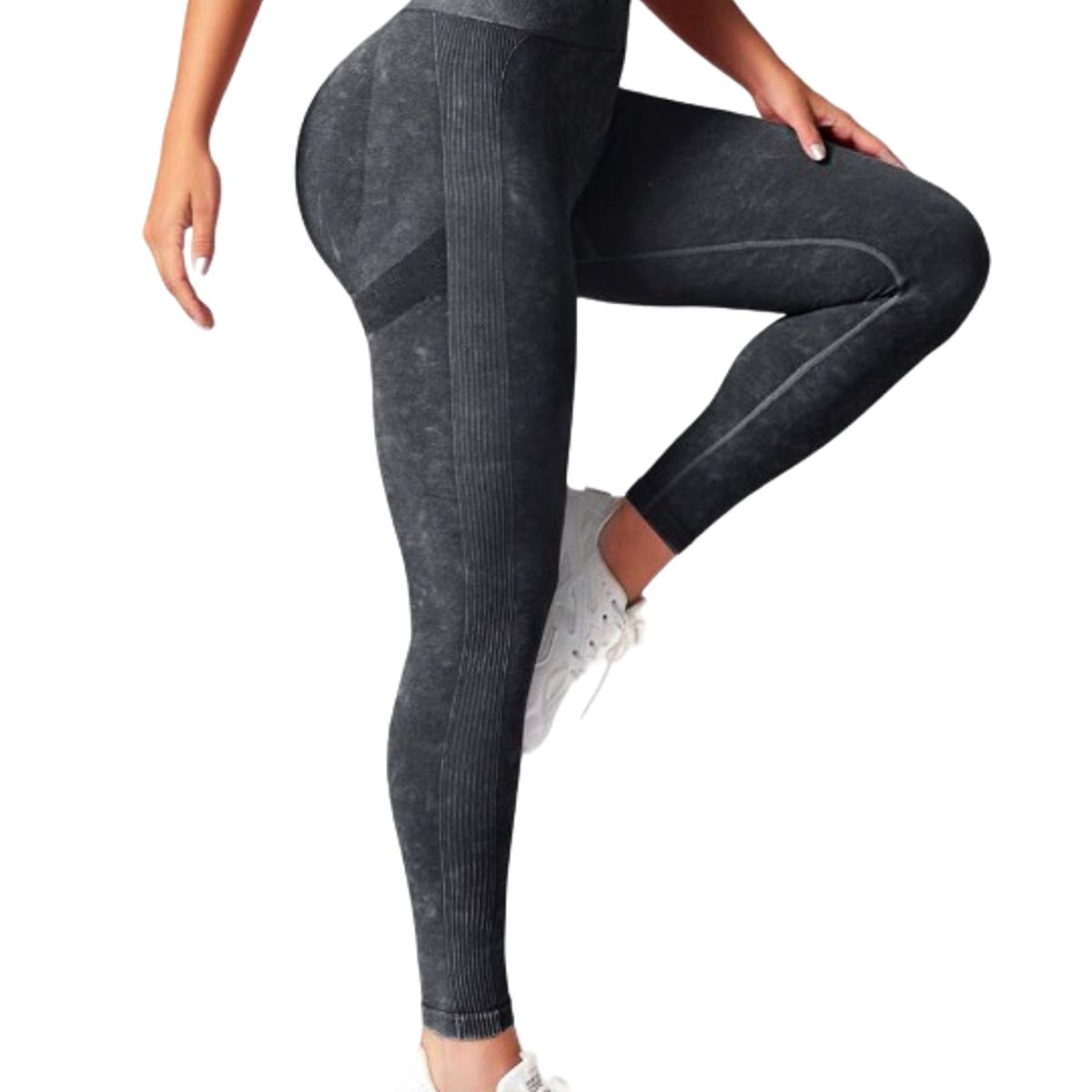 ROYAL PEACH APPAREL - Legging deportivo WASHED NEGRO Ropa deportiva malla Efecto Lavado