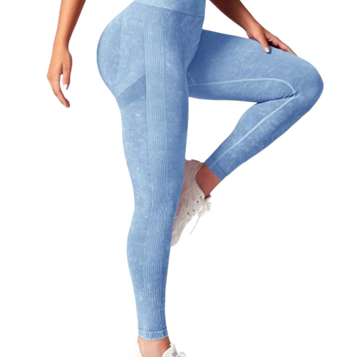 ROYAL PEACH APPAREL - Legging deportivo WASHED CELESTE Ropa deportiva malla Efecto Lavado