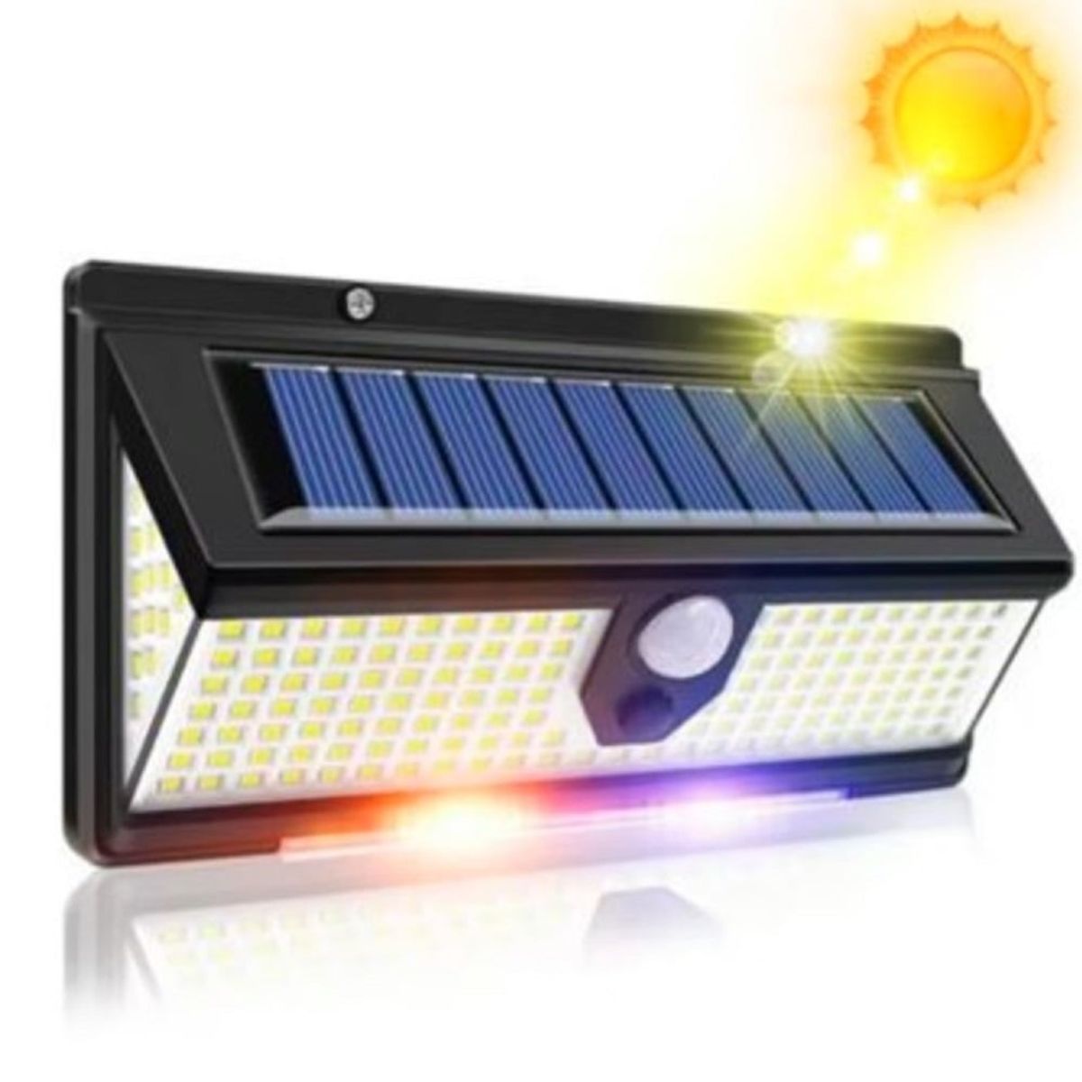 GENERICO - Lámpara Solar con Sensor 190 Led brillantes Luces Rojas y Azul