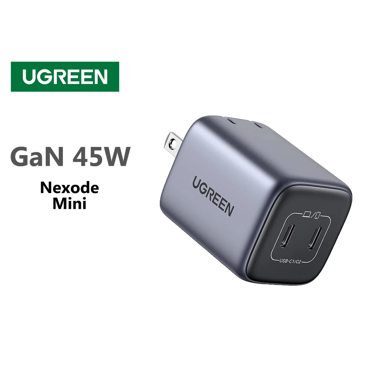 UGREEN - Cargador GaN USB tipo C enchufe US - 45W - UGREEN - Gris