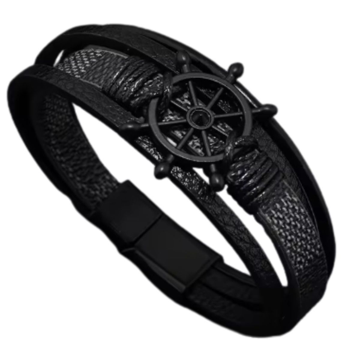 GENERICO - Pulsera  De Cuero Genuino Y Acero Inoxidable LIVE