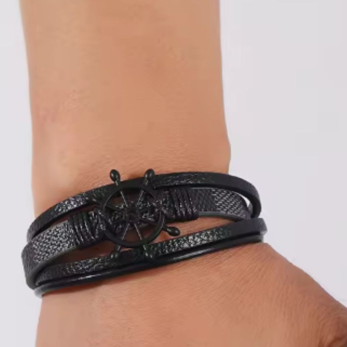 GENERICO - Pulsera  De Cuero Genuino Y Acero Inoxidable LIVE