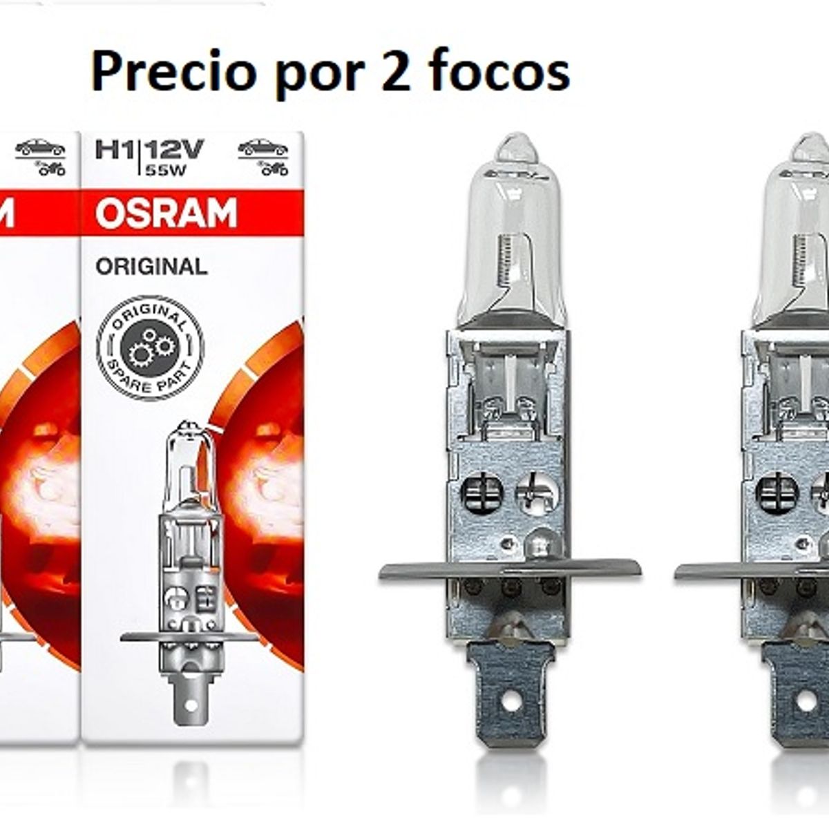 OSRAM - Foco H1 2 Unidades  Halógeno 12V 55W P14.5s