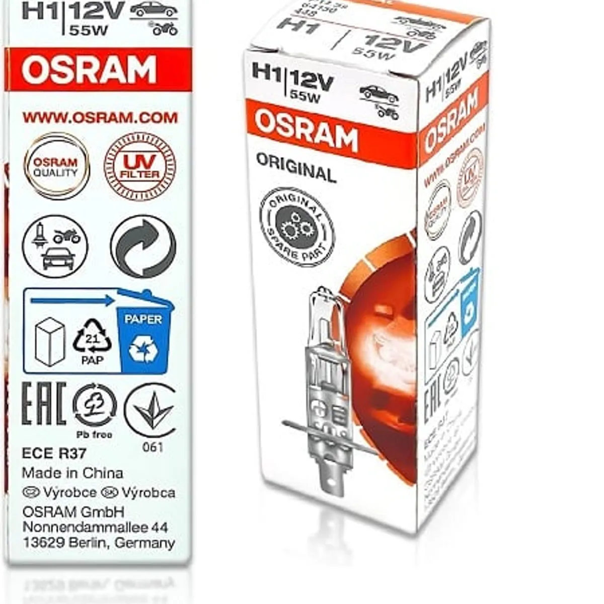 OSRAM - Foco H1 2 Unidades  Halógeno 12V 55W P14.5s