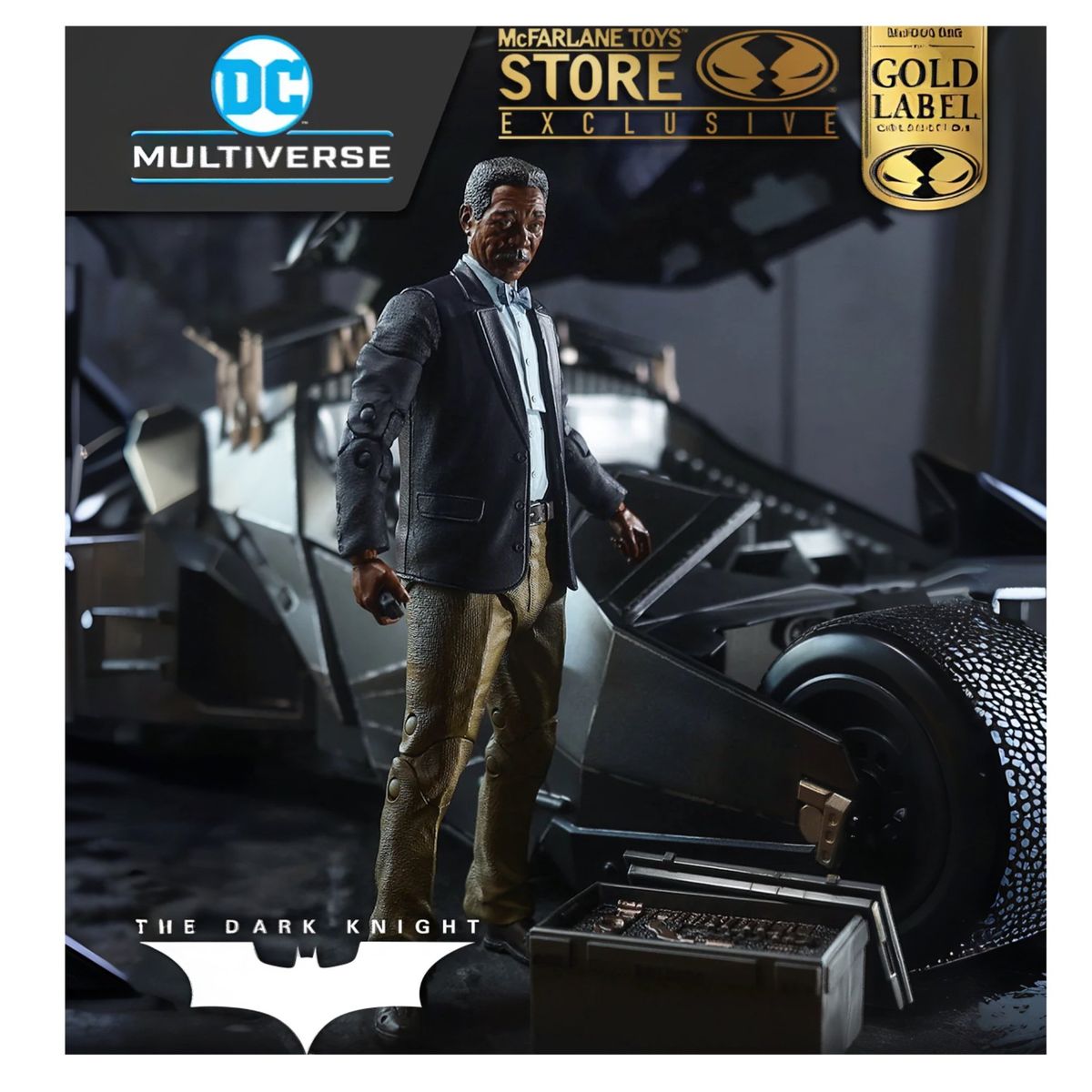 MCFARLANE - Lucius Fox & Tumbler Batmobile Gold Label Mcfarlane Batman