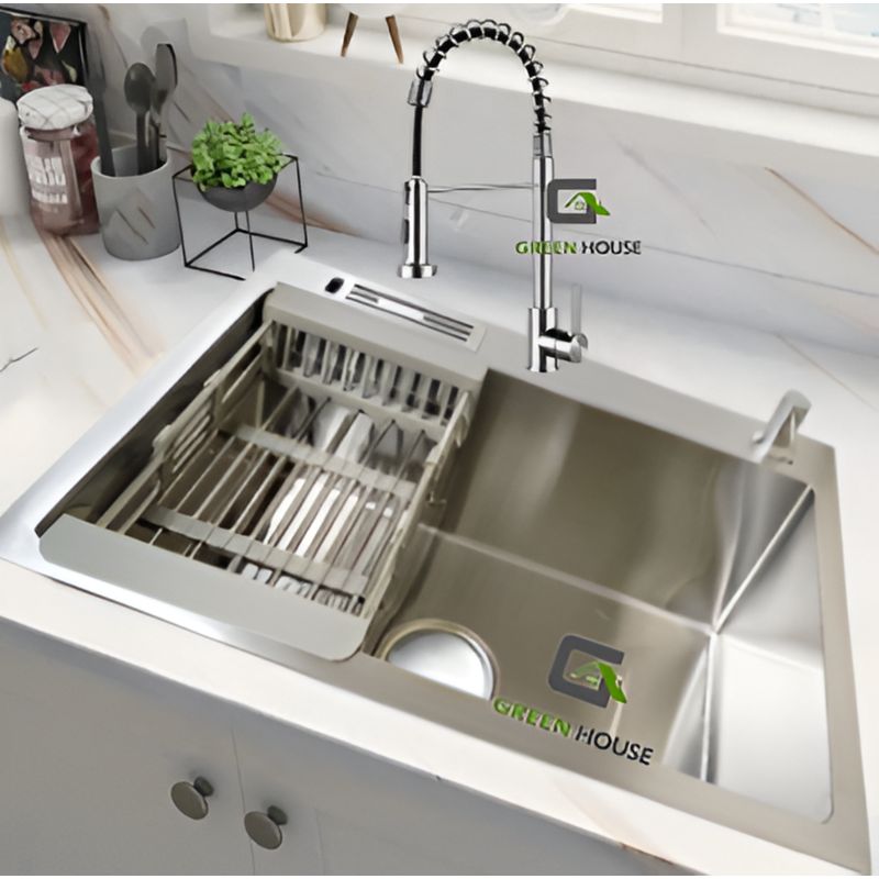 GREEN HOUSE - COMBO 60x45x23CM LAVADERO DE COCINA PORTA CUCHILLO ACERO SATINADO