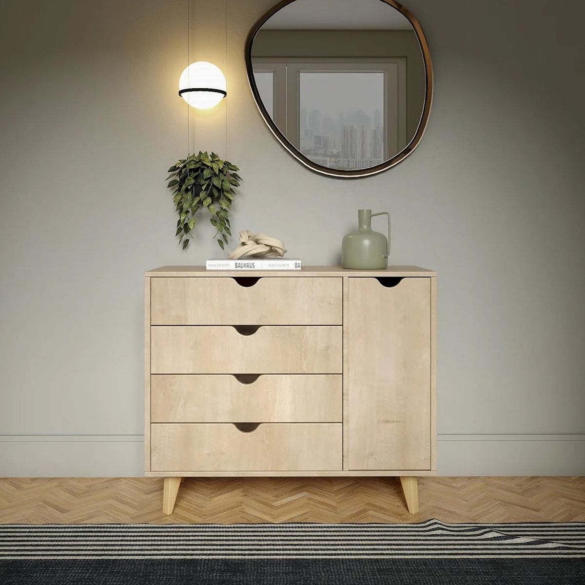 VENTITAS HOME - Cómoda Vintage Genevieve 5 Compartimientos Ventitas Home Rovere