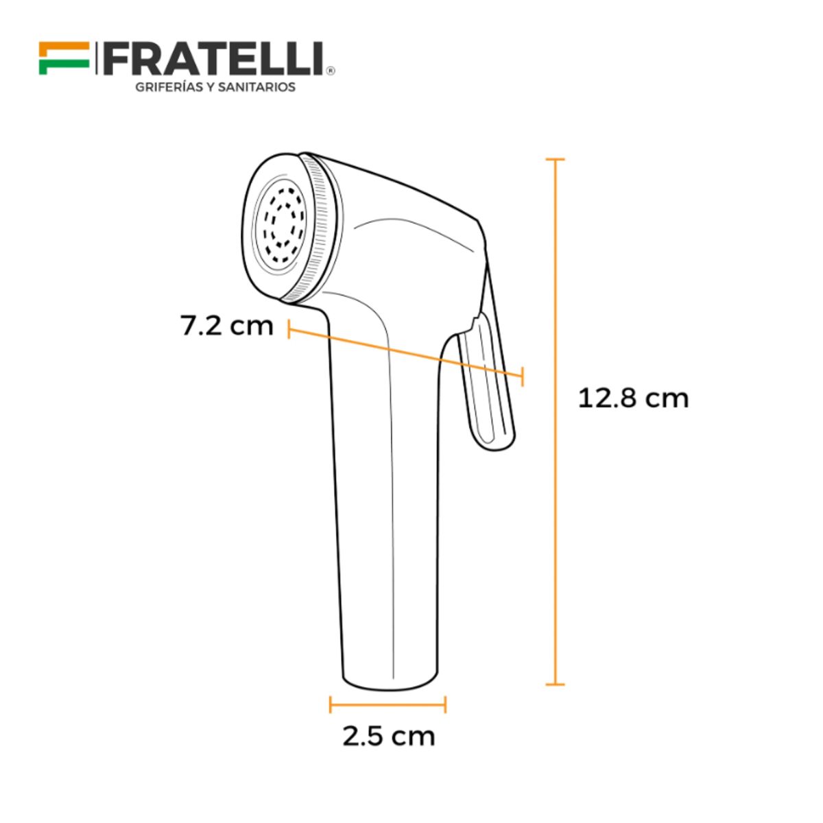 FRATELLI - Ducha Bidet de PVC Cromado Manga Reforzada 150MTS