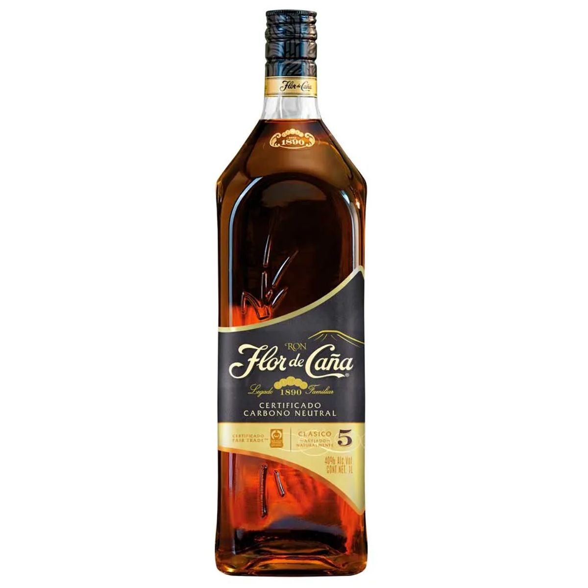 FLOR DE CAÑA - Ron Flor de Caña 5 años Botella 1L