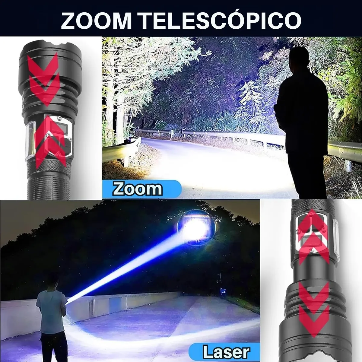 LIDIMI - Linterna Táctica Profesional 2000M LED Recargable con Luz Emergencia