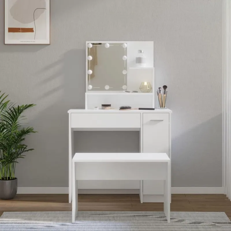 VENTITAS HOME - Tocador + Banco + Espejo Tania Ventitas Home Blanco