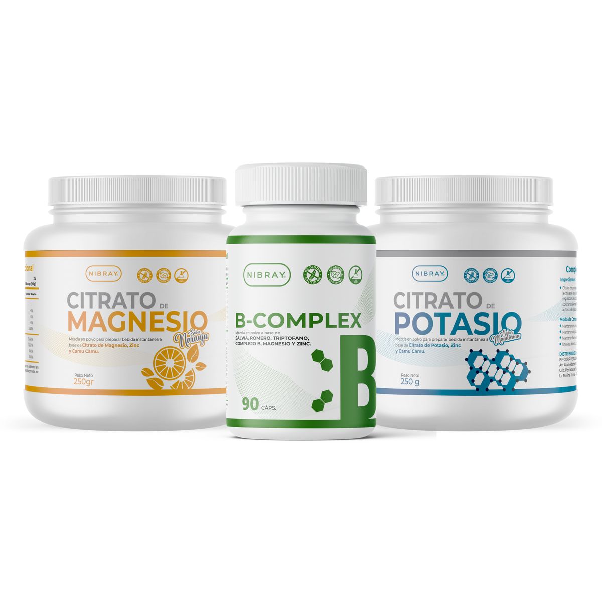 NIBRAY - Citratos de Magnesio y Potasio con Complejo B Pack Bienestar Integral