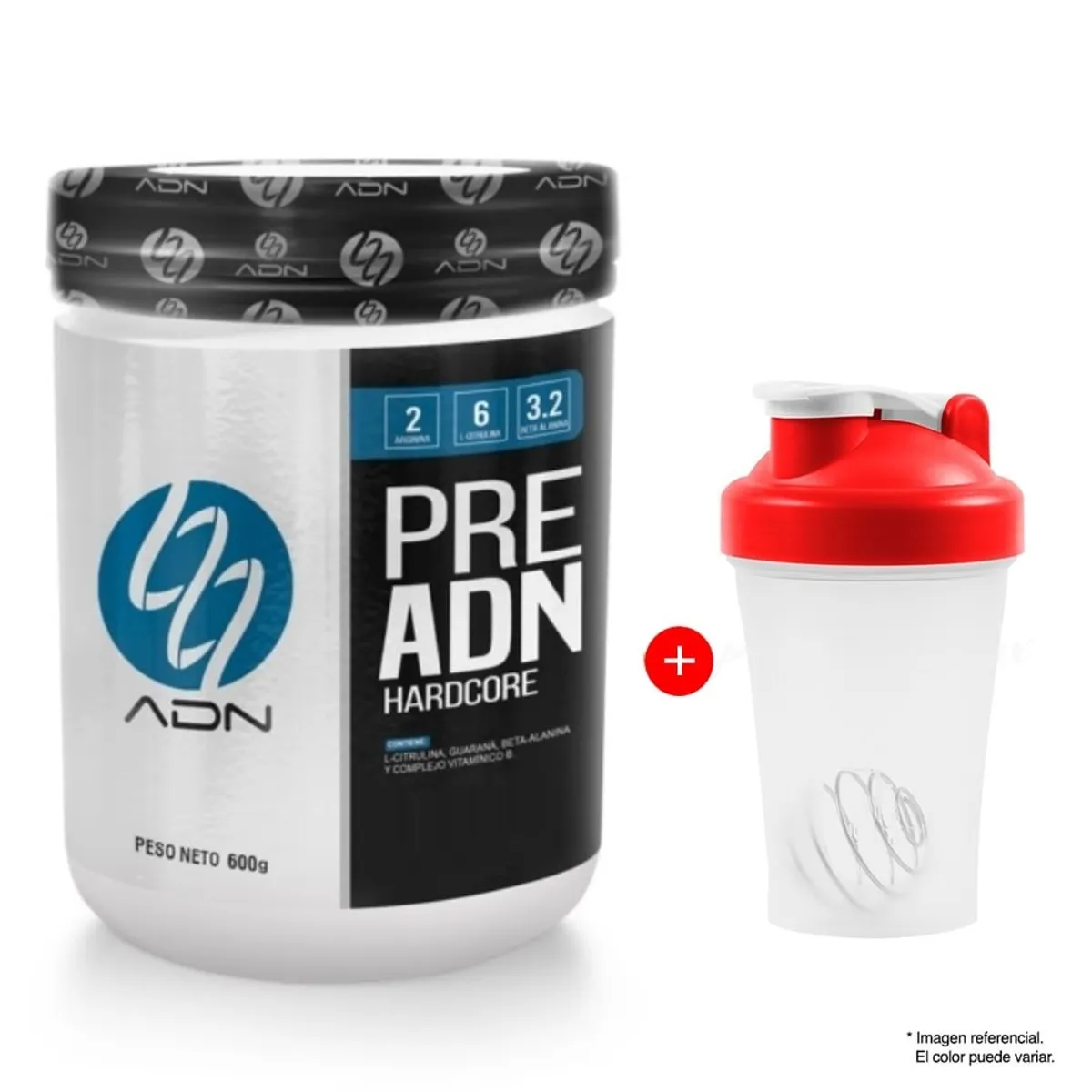 ADN - PRE ADN 600 GR ADN Pre entreno Óxido Nítrico Naranja + Shaker