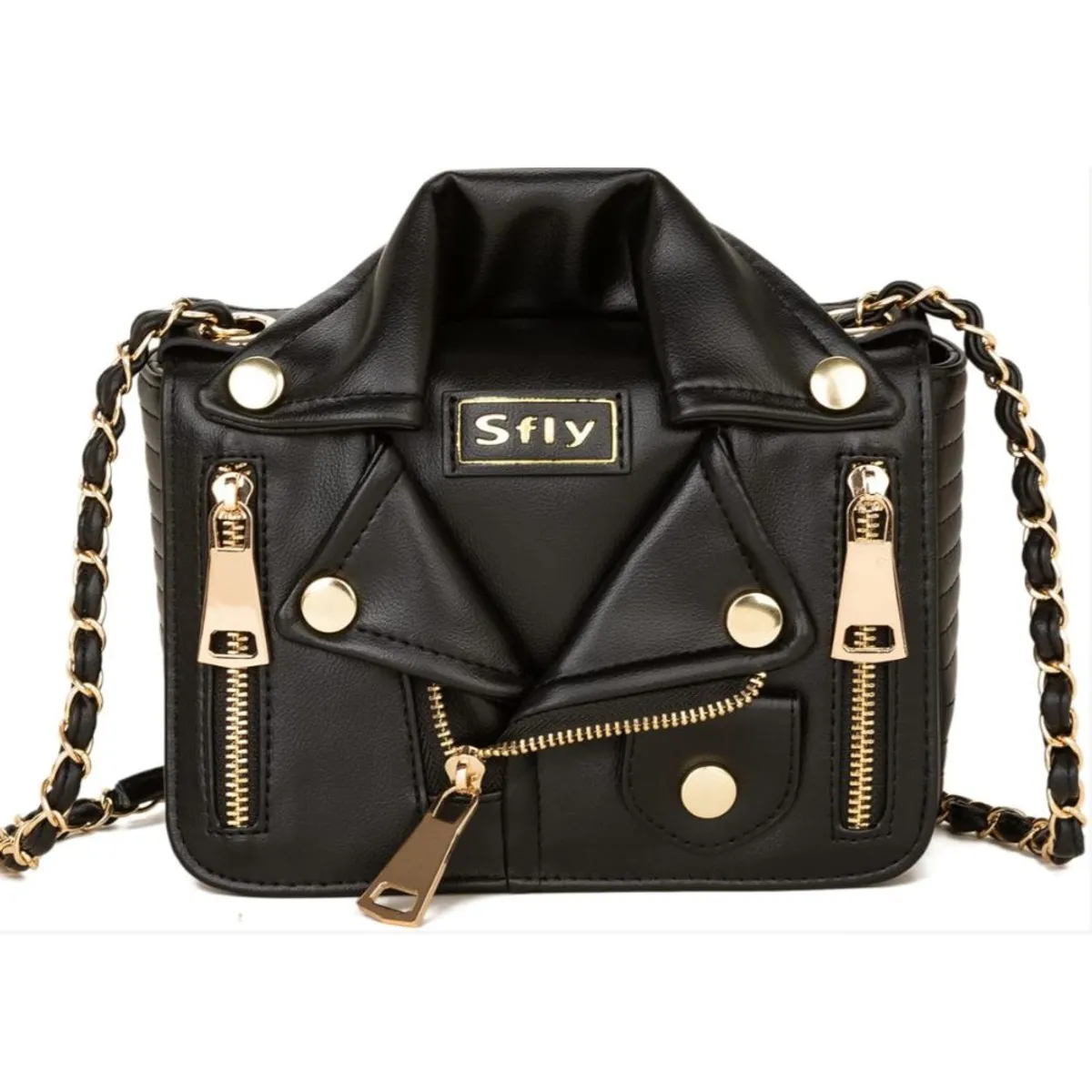 GENERICO - Bolso de Hombro PU Cuero Bolso Estilo Punk Bandolera Remache  Cadena