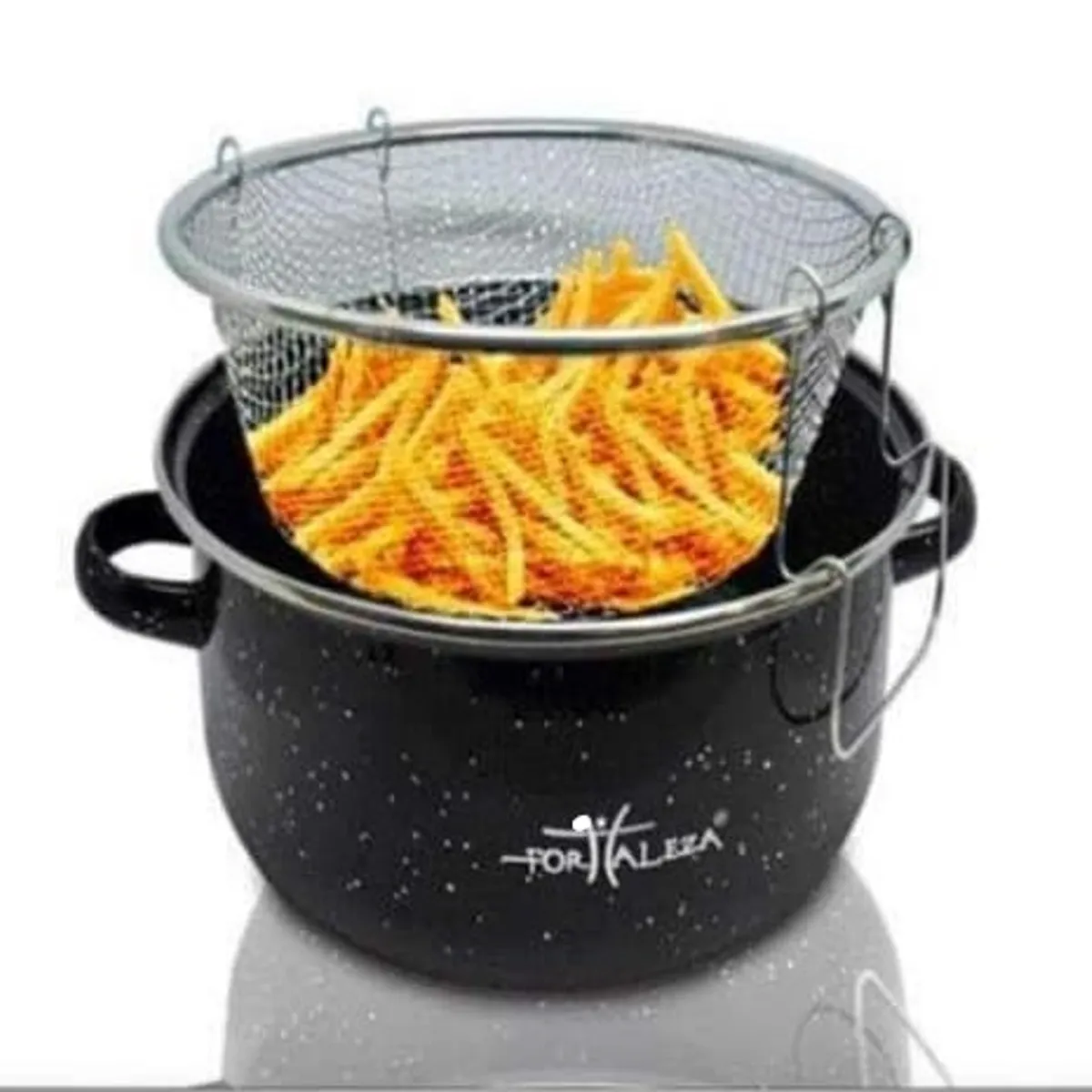 GENERICO - Olla y Freidora con Canastilla 2en1 acero inox