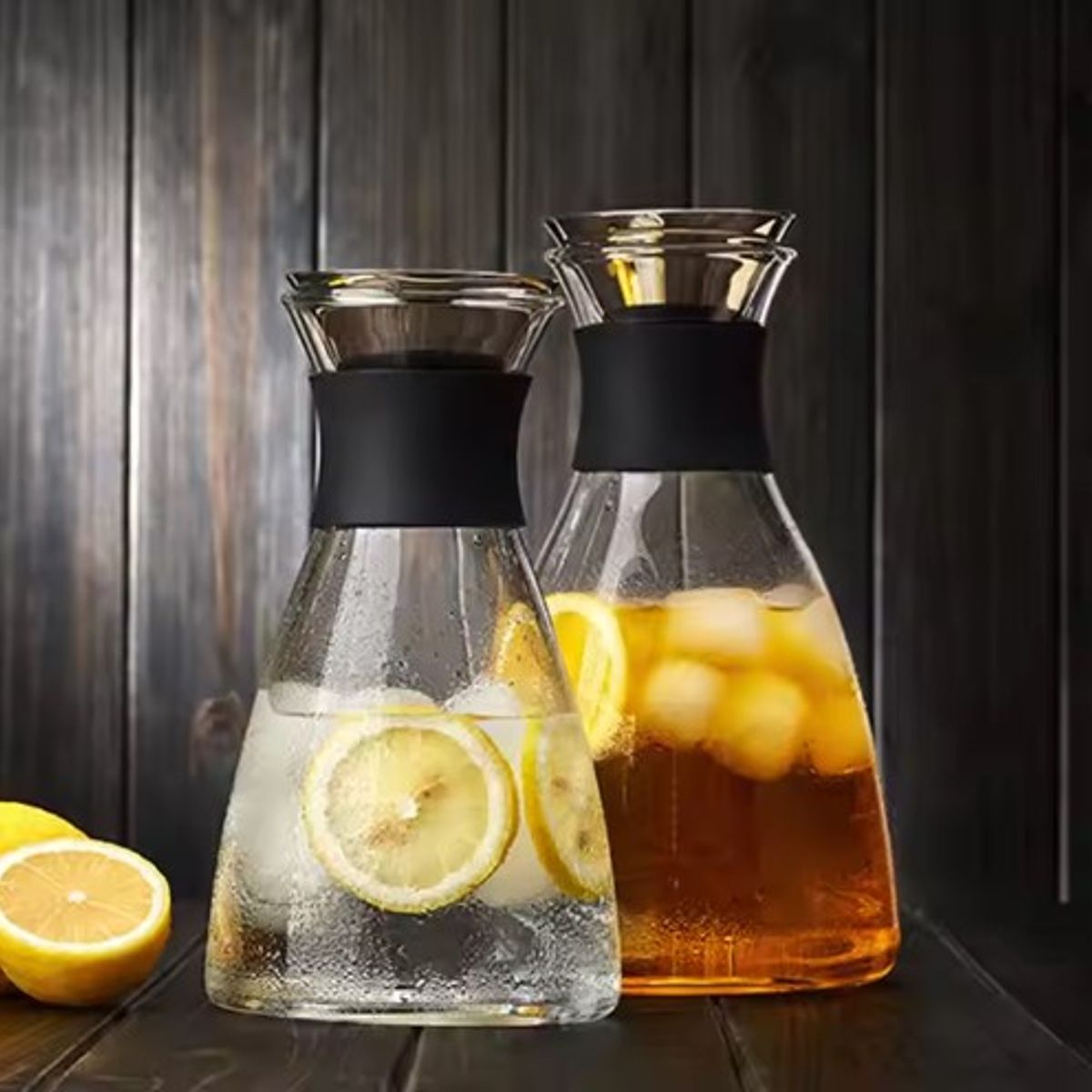 GENERICO - Jarra Vidrio Con Tapa Antigoteo de Acero Inoxidable  1500 ML.