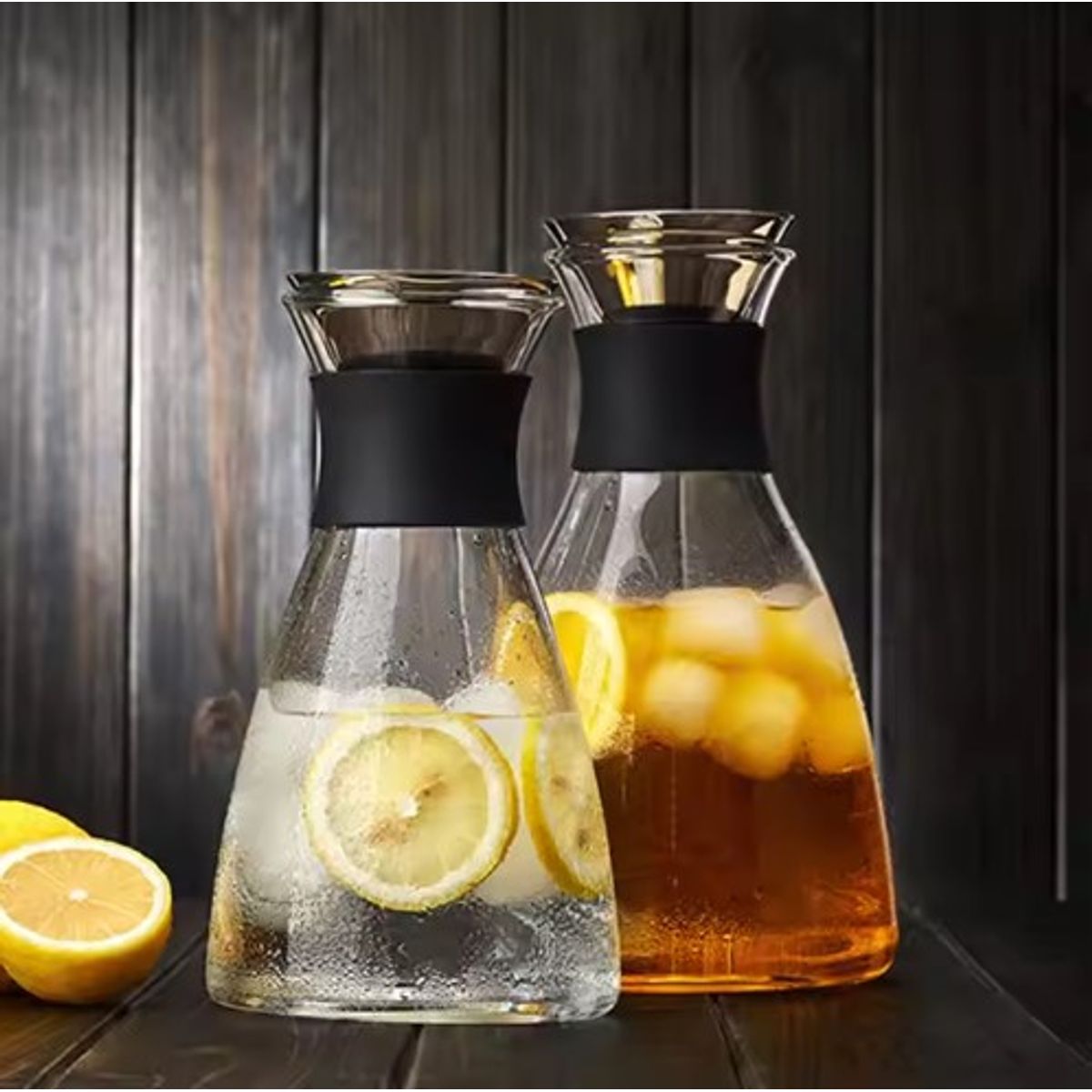 GENERICO - Jarra Vidrio Con Tapa Antigoteo de Acero Inoxidable  1500 ML.