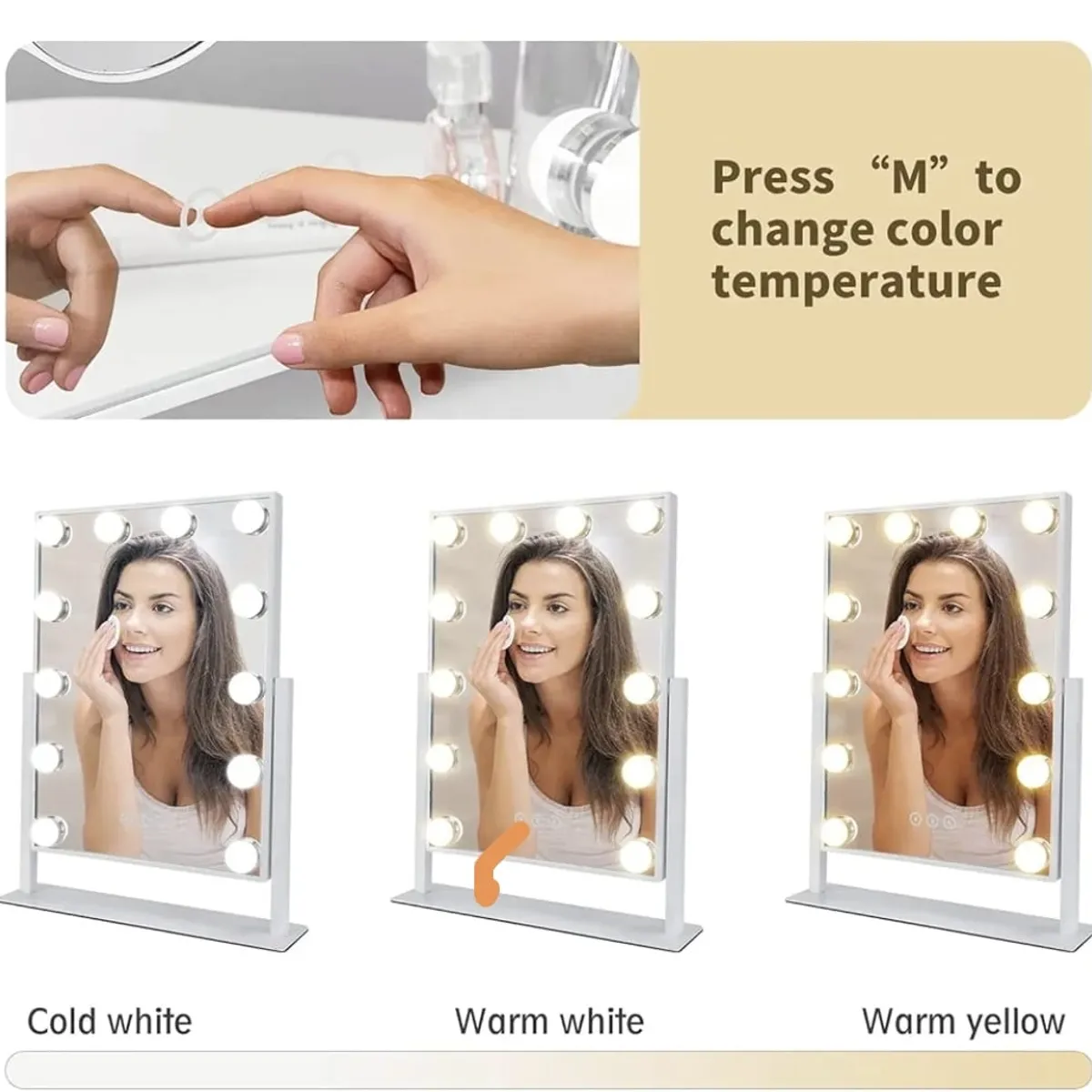 GENERICO - Espejo de Tocador con Luces LED Para Escritorio iluminado Táctiles