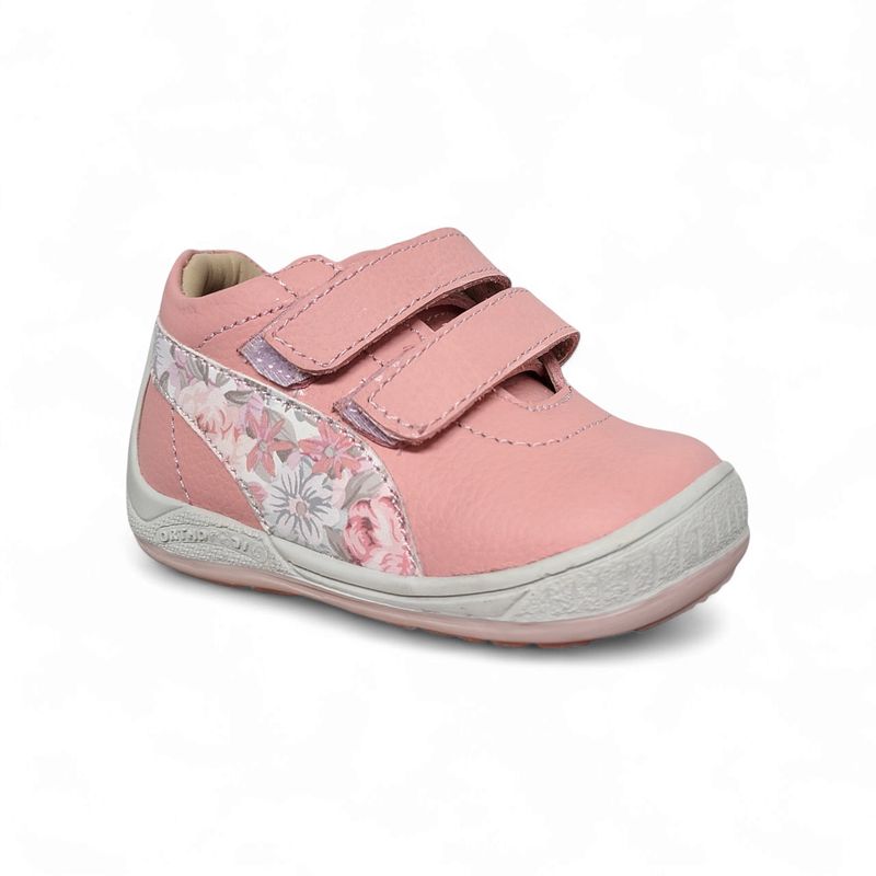 GENERICO - Zapato semi-ortopédico doble pega Rosa floreada Pibe para niña bebé
