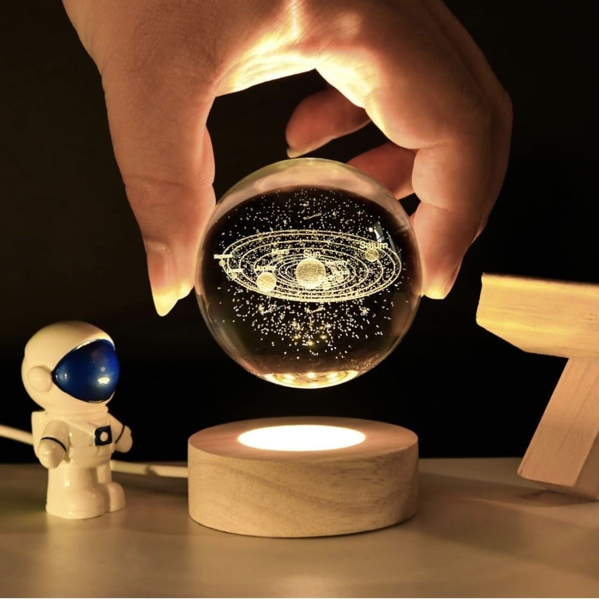 GENERICO - Luz nocturna de bola de cristal del sistema solar 3D