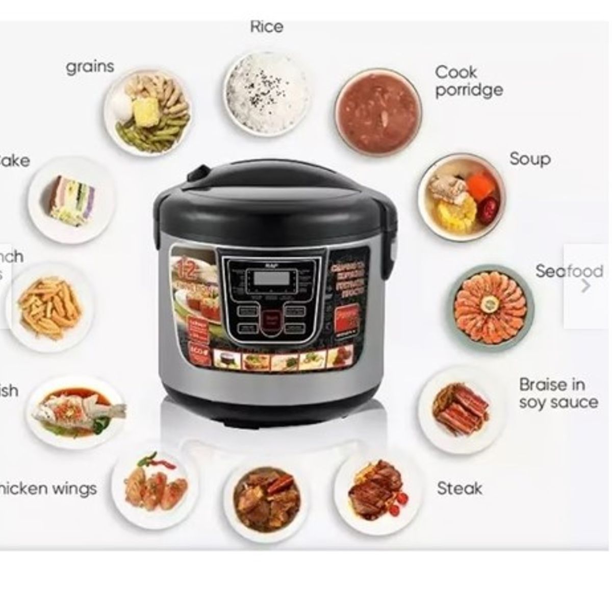 RAFF - olla Multifunción Antiadherente 5L 12 Funciones BLANCO