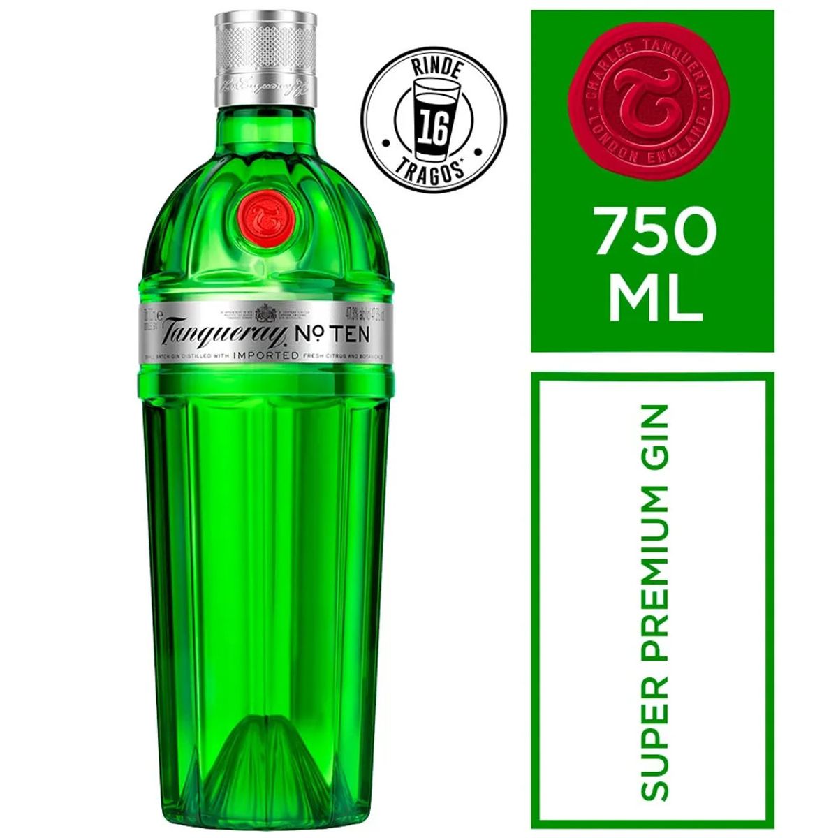TANQUERAY - Gin Tanqueray Ten Botella 750 ml