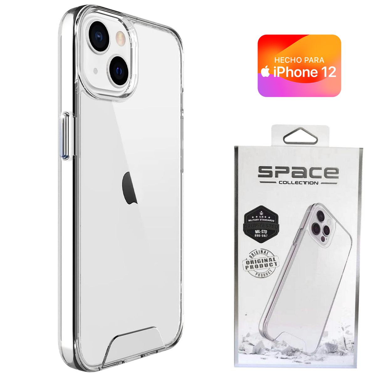 GENERICO - Space Case Transparente iPhone 12 Funda Para celular